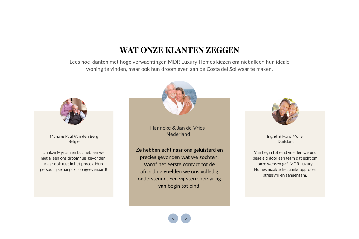 Wat onze MDR Luxury Homes klanten zeggen